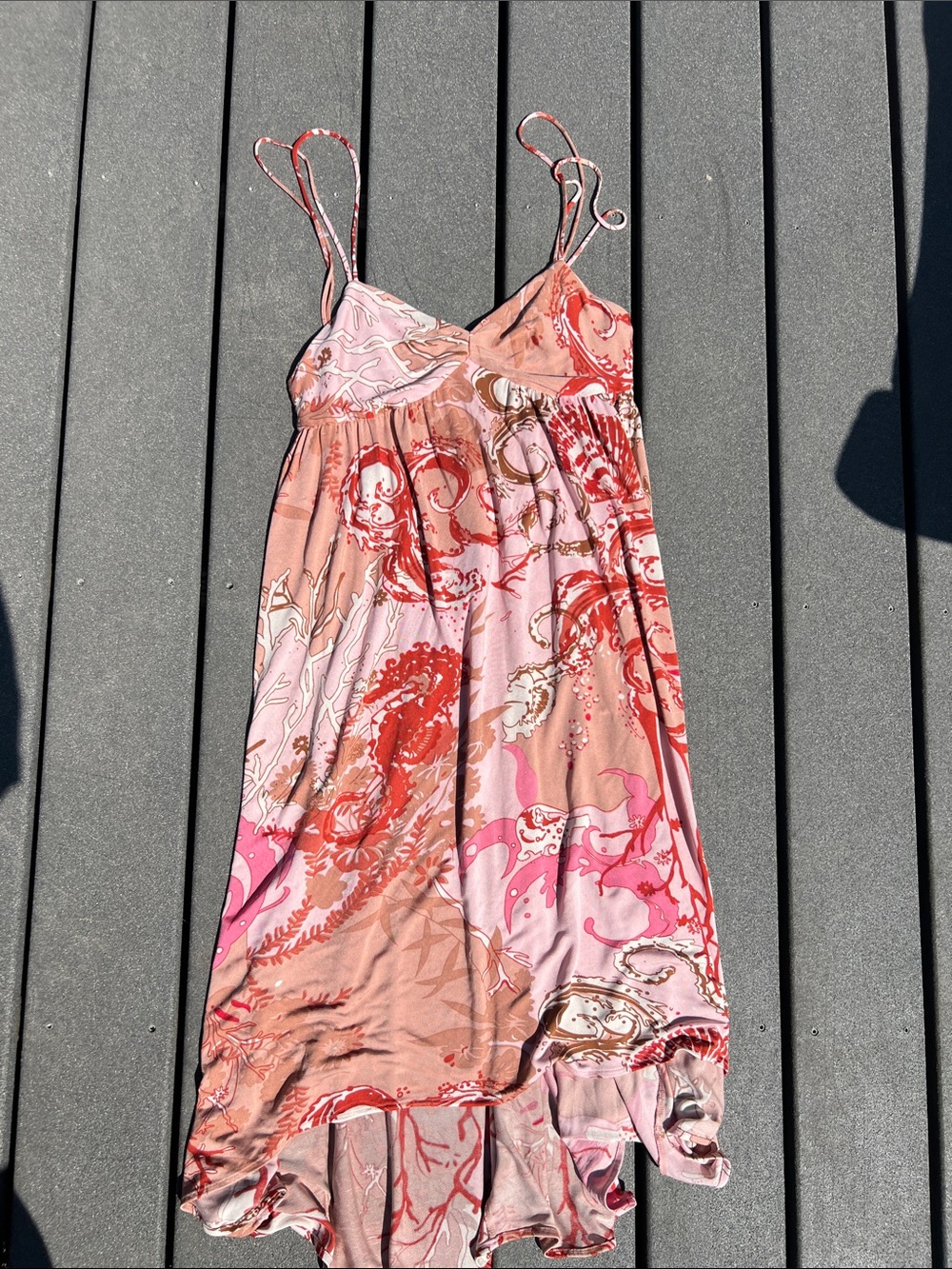 Nieves Lavi Pink & Coral Paisley High-Low Maxi Dress